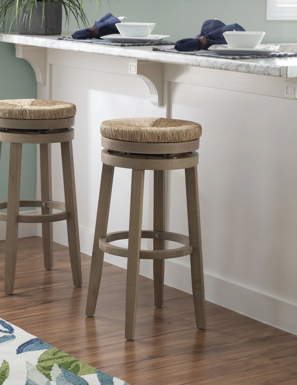 Stool with with Rush Swivel, Morgan Backless trendy Natural 31.5" Bar Natural