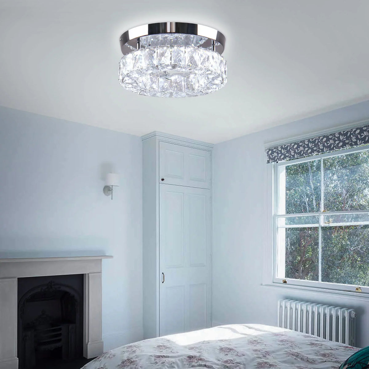 Light Fixtures LED 6000K Mini Crystal for trendy Diisunbihuo Chandelier 9.8" Hallway Kitchen Ceiling 15 Flush Fixture Lamp Mount Ceiling W Foyer Round Light