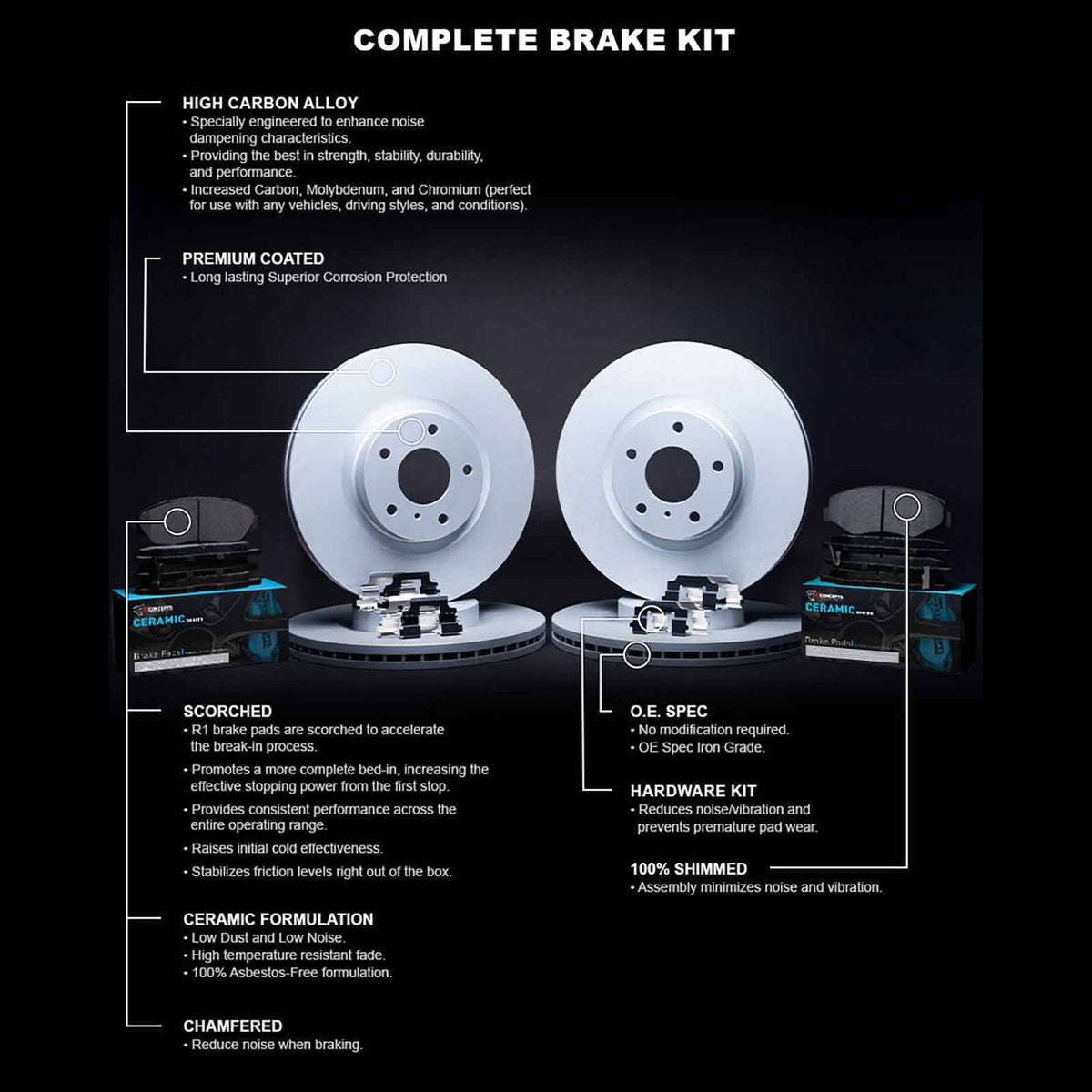 Wdwh2 Brake 59053 Rotor CIVIC SI Carbon CIVIC HONDA Fits 2000 Coated R1 select: Concepts Ceramic HONDA With SI/SIR, R1 Pads Concepts 1999