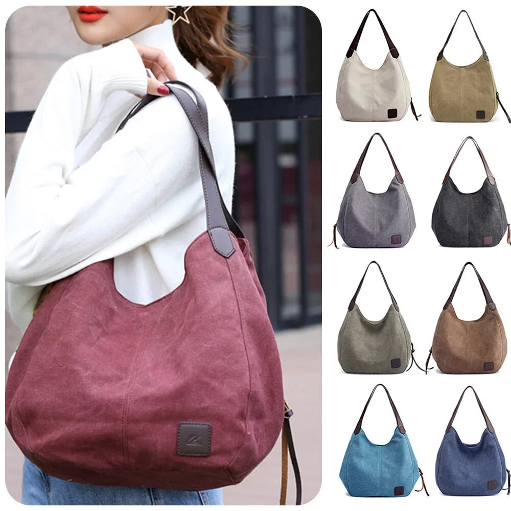 Totes Canvas MIXFEER Women Shoulder Hobo classic Bag Vintage Bags Handbag Multi-pockets