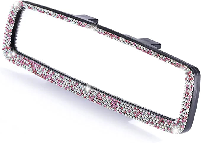 Car Bling Bling with Rear and Car Mirror, Bling View Interior Women Rearview HD Car Tee Mirror Accessories Glass, Decorations for