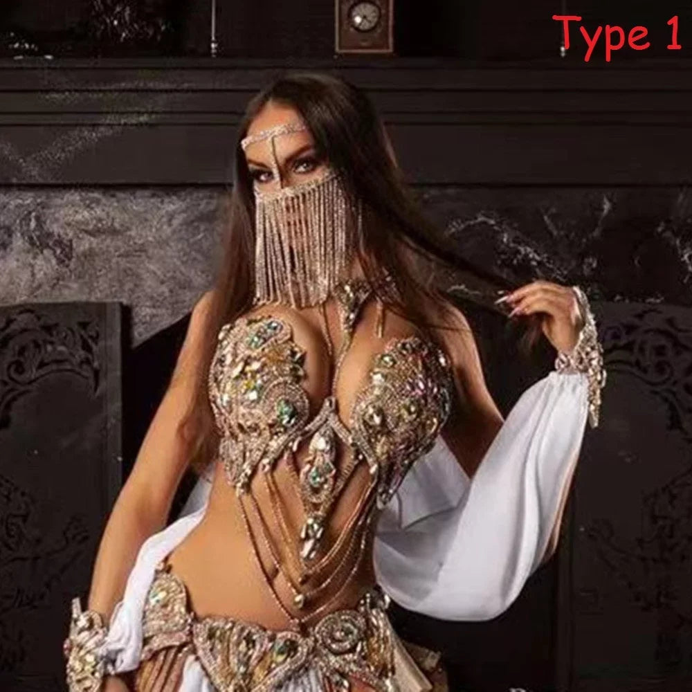 Jewelry Rhinestone Women Face Accessories Crystal Mask Halloween Tussle