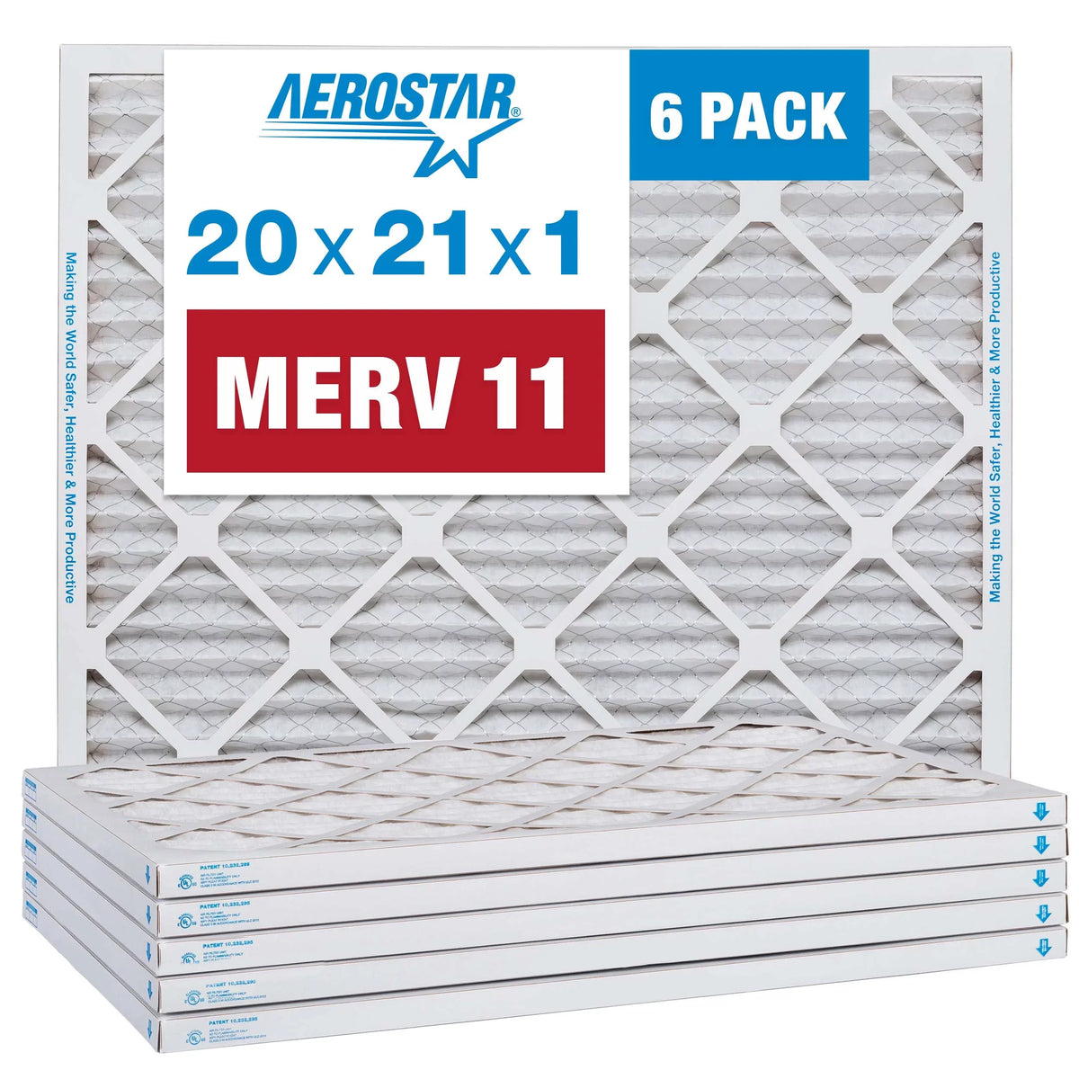 new 6 Filter, 20x21x1 Air Filter, MERV AC Pleated Air 11 Furnace Aerostar Pack