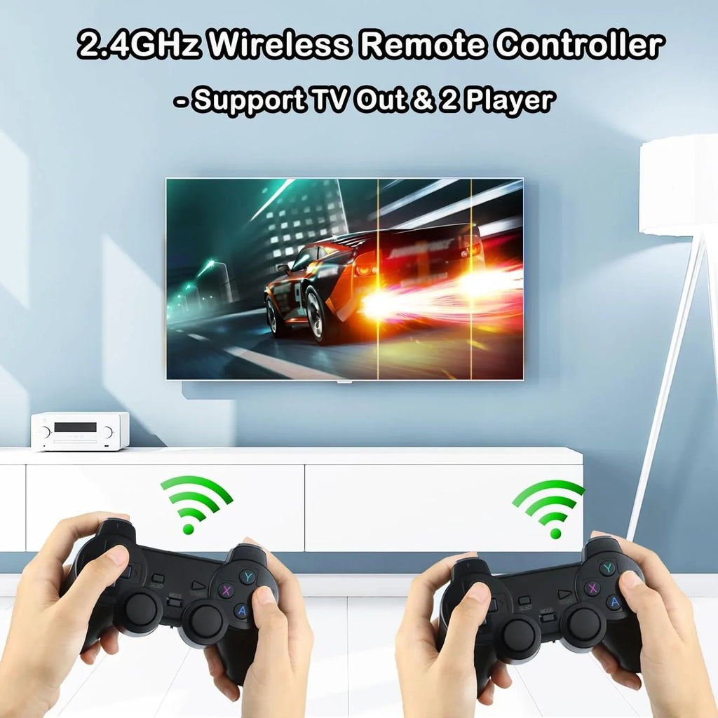 Wireless and Game for High 4K Classic Video trendy Emulators,Plug HD Controllers Wireless Definition Stick TV Games,9 Output in with 2.4G Game Retro Dual 10000+ Console,Built Play