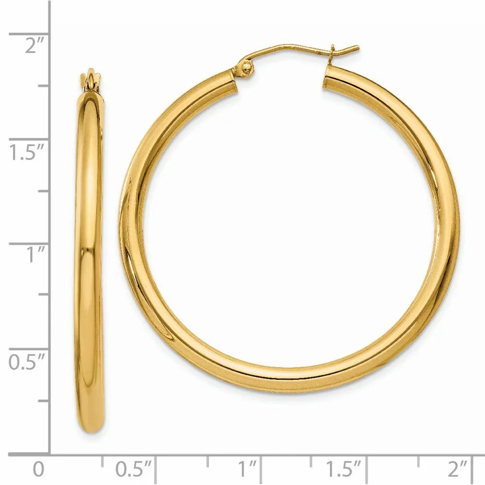 Women Tube and 3mm Men Hoop Lightweight 14kt Yellow Earrings; and Teens; for Gold Adults for Polished Real