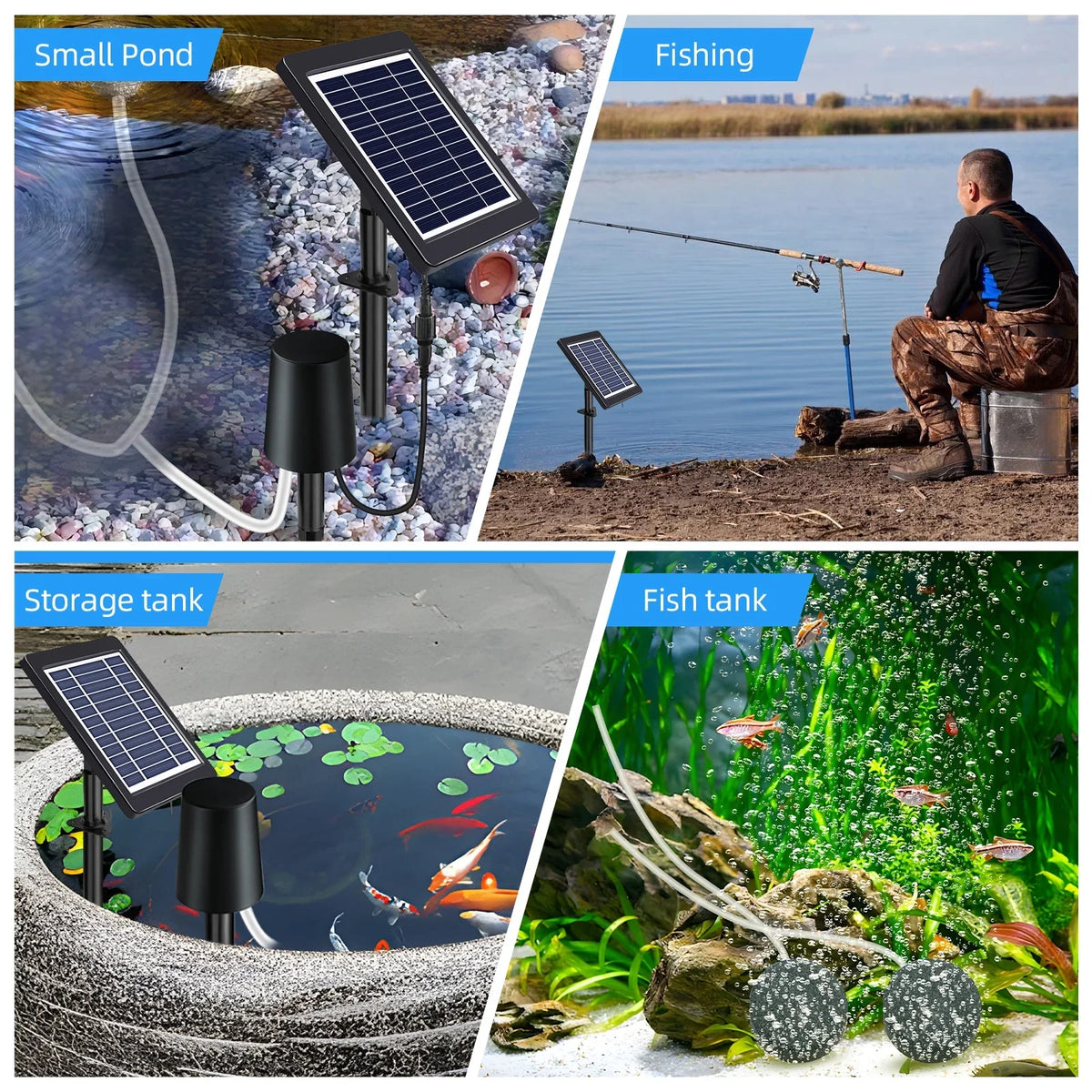 Pond moobody classic Perfect Oxygenation Pond Pump, 3 for Fishing Air with in Modes Aerator Stock 4W, Hydroponics Solar Powered