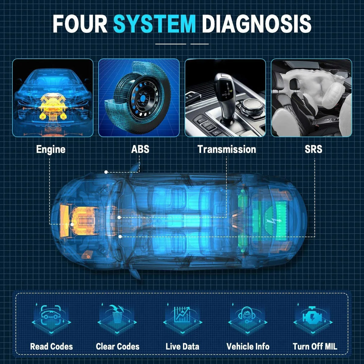 Diagnostic Engine LAUNCH Reader CRP123i ABS Transmission Code SRS OBD2 TOOLS Scanner