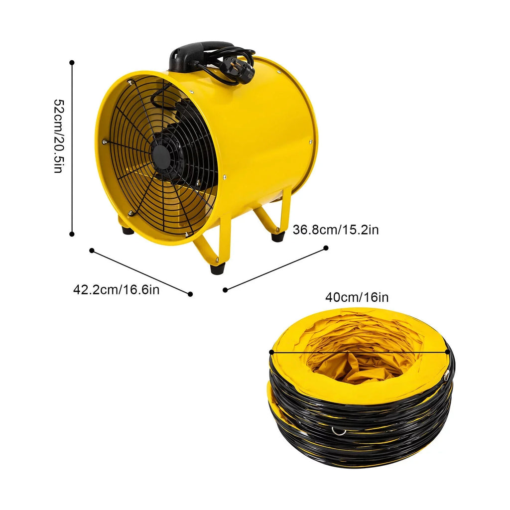 Extractor Portable Home Blower & Noise Utility Fan classic Fume High-Velocity 3178 16-Inches for CFM 32.8ft with Hose, Low 2160 1100W and Duct Exhaust Ventilator, Job Site