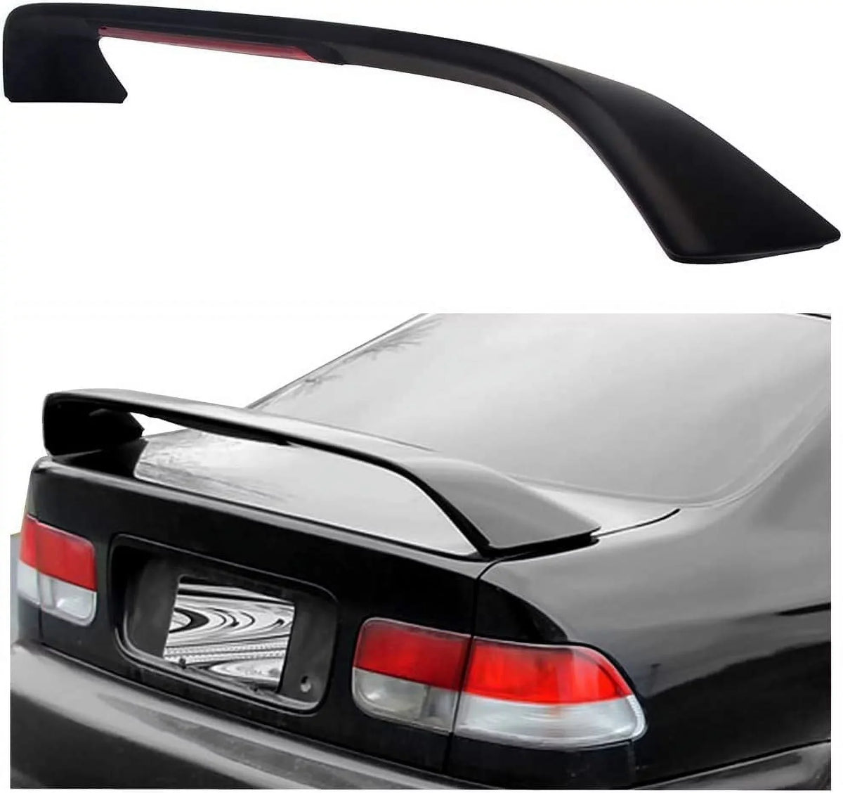 trendy 1996 Style 1998 Trunk Lamp 2000 Honda 1997 Winglet with for LED Kojem Light 1999 Brake 2DR Matte Black Civic Rear Wing Spoiler Lid T-R
