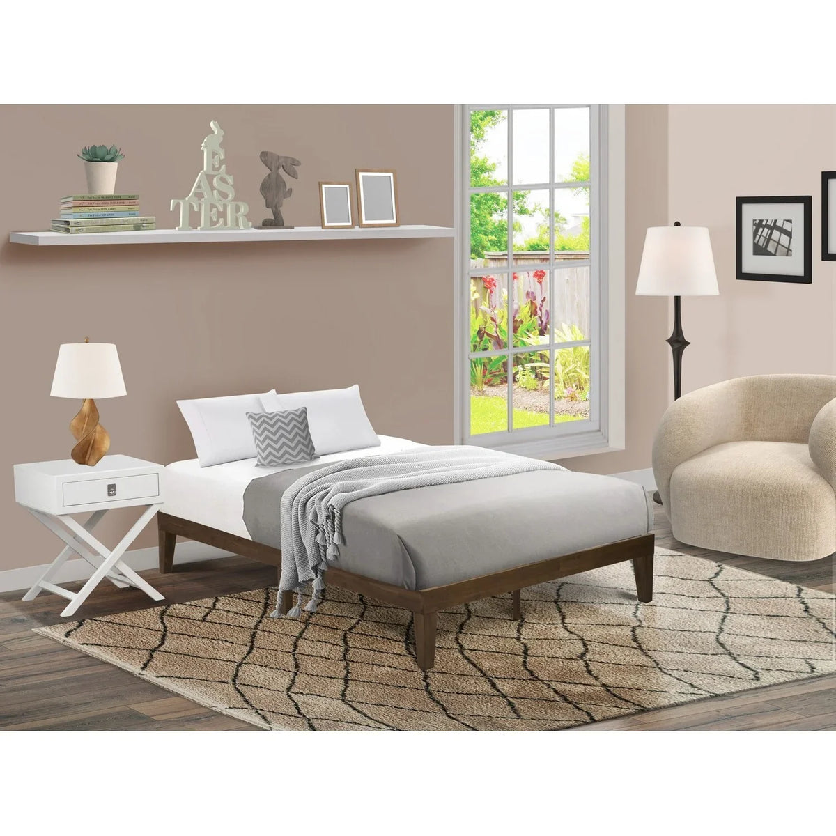 Platform high quality Walnut West Full Bed Weathered Furniture East Denton Wood in Engineered