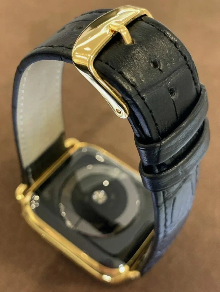 Leather Black Stainless Gold Series Steel 24k Band Custom 9 45mm iWatch