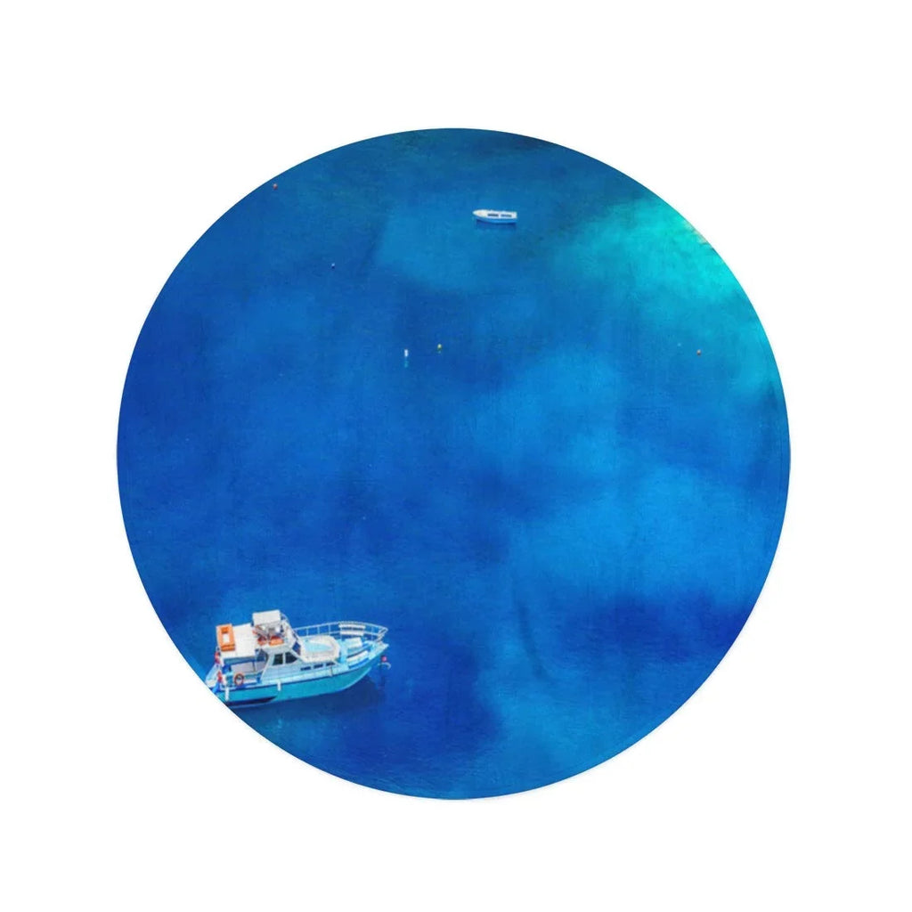 Boats Beach Beach Water Towel and Towels Lagoon Mat Tapestry Turquoise Circle in Throw Blue Travel 60 inch The Circular Blanket Round SIDONKU