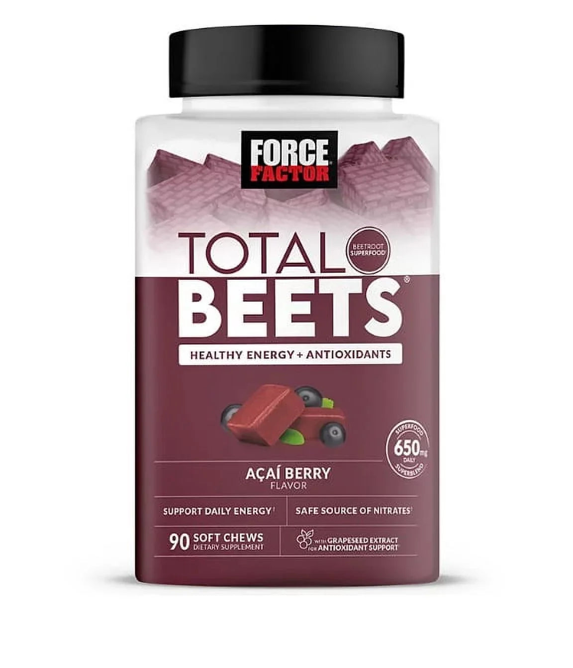 Superfood Beet Acai Chews, (90 Root Total Force Soft Berry ct.) Factor classic Beets,