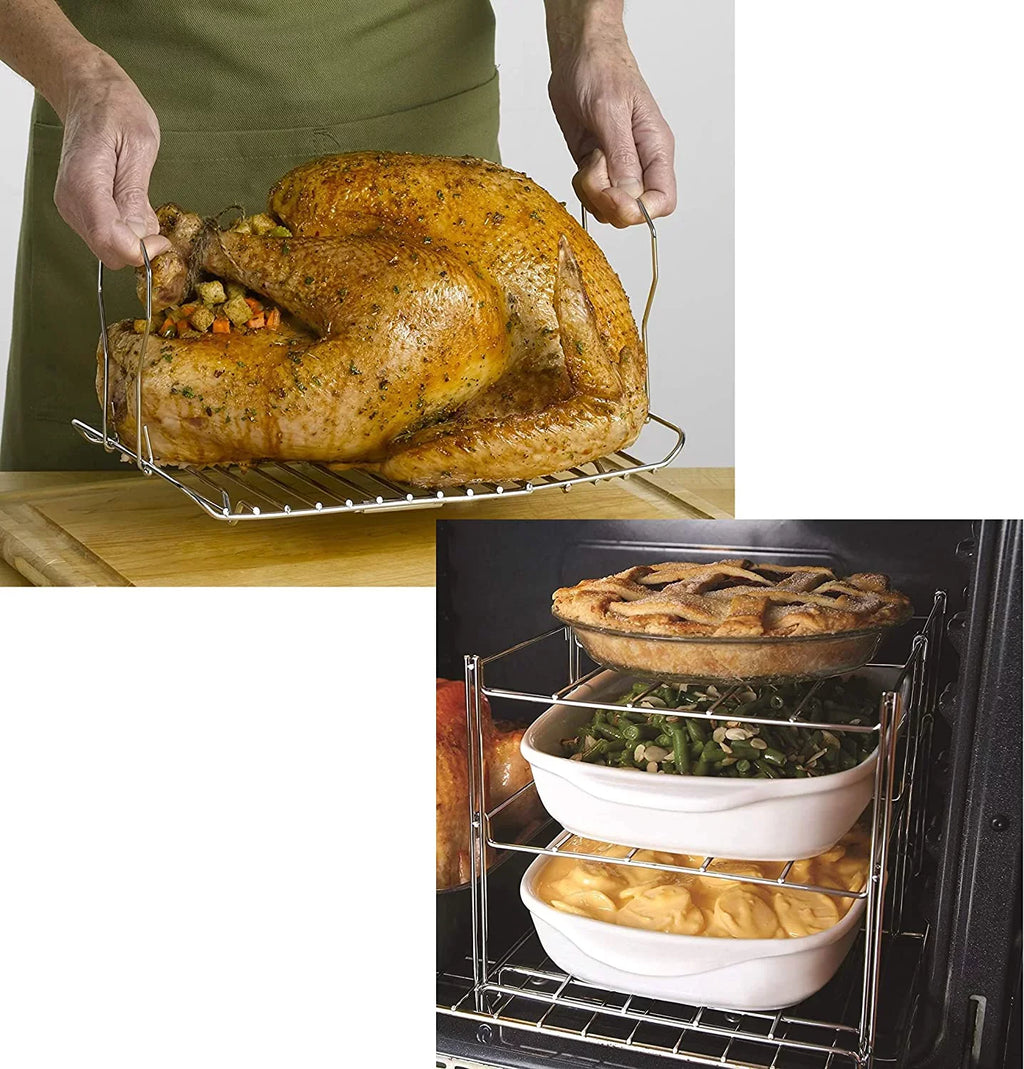 Lifter Multiple & 3-Tier Roasting Space Includes Rack Rack Oven Oven Baking | Tasks Roasting KOVOT Oven & (1) Collapsible | (1) Lifter Rack Saving Turkey new Turkey For Rack And
