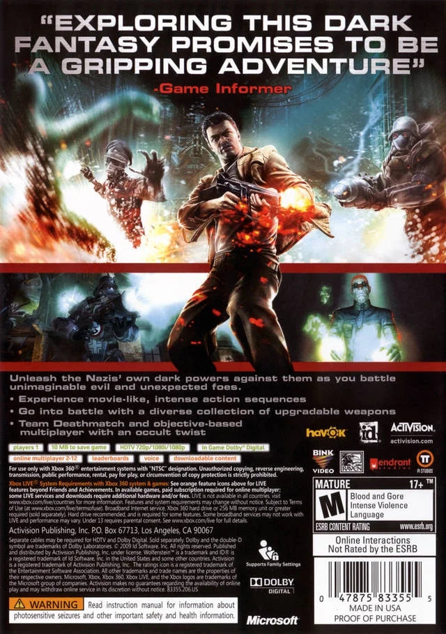 (Xbox Activision Wolfenstein 360)