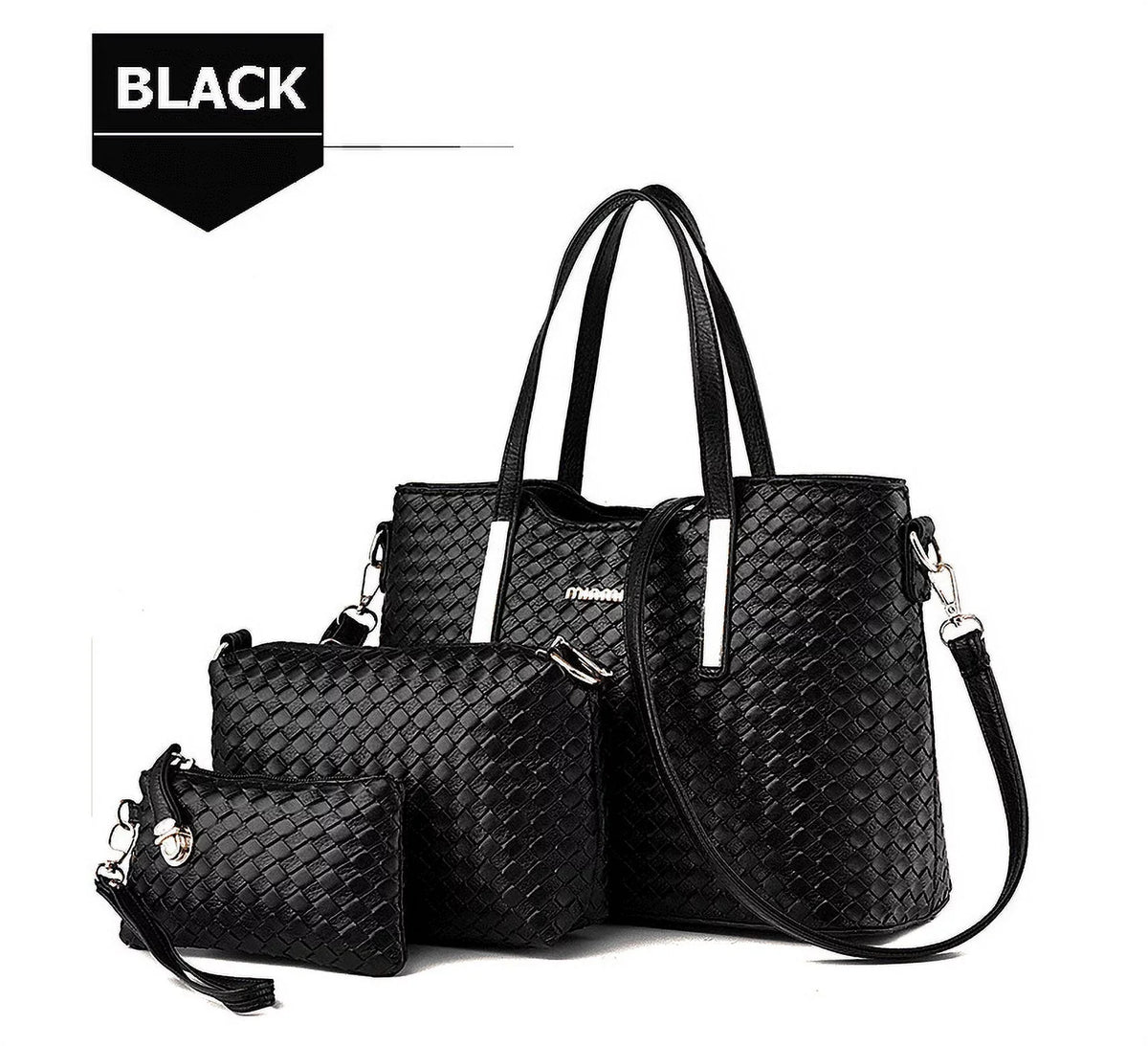 Bags Weave Pu Capacity Handbag Set Leather Bag Tote Pieces Big Women Purse high quality 3 Smarit Bag Set Shoulder