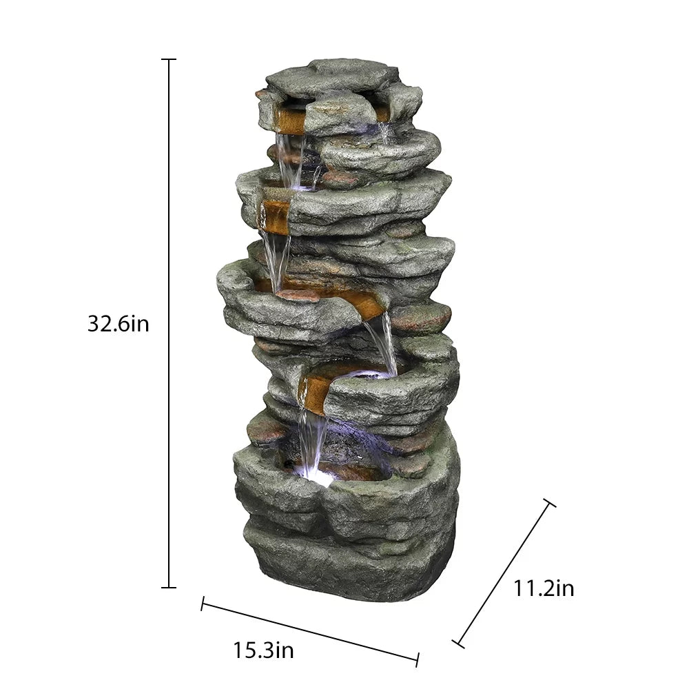 new with Lights Water Led 32.6inches Fountain Rock