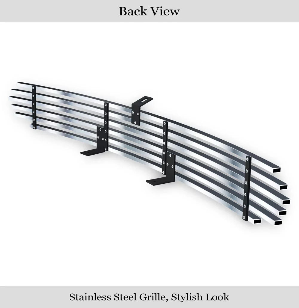 Stainless with APS Billet N19-C84058F Bumper Lower 1998-2000 Ranger Compatible Premium Ford Silver Insert Grille Horizontal Steel