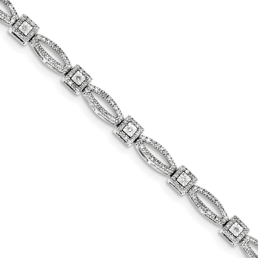 Silver 1ct Diamond Bracelet. Carat Wt- Plated Sterling Rhodium
