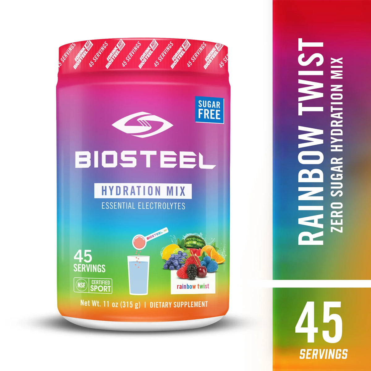 Electrolytes, Flavor, trendy Essential Twist Servings Zero Rainbow Great Hydration Hydration 5 45 BioSteel with Tub per Tasting Sugar Mix,