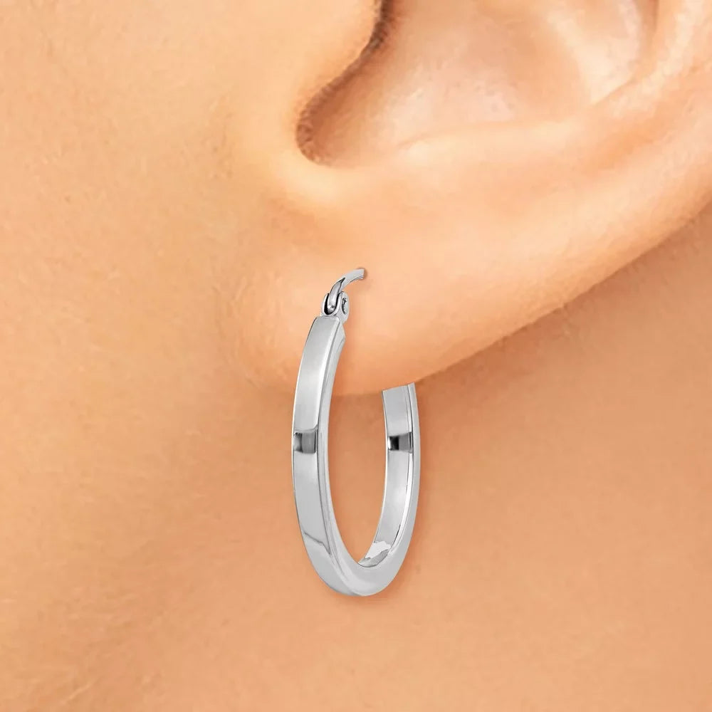 Gold and Women for Teens; classic for White Real 2mm Men Princess Adults 14kt Tube Hoops; Square and