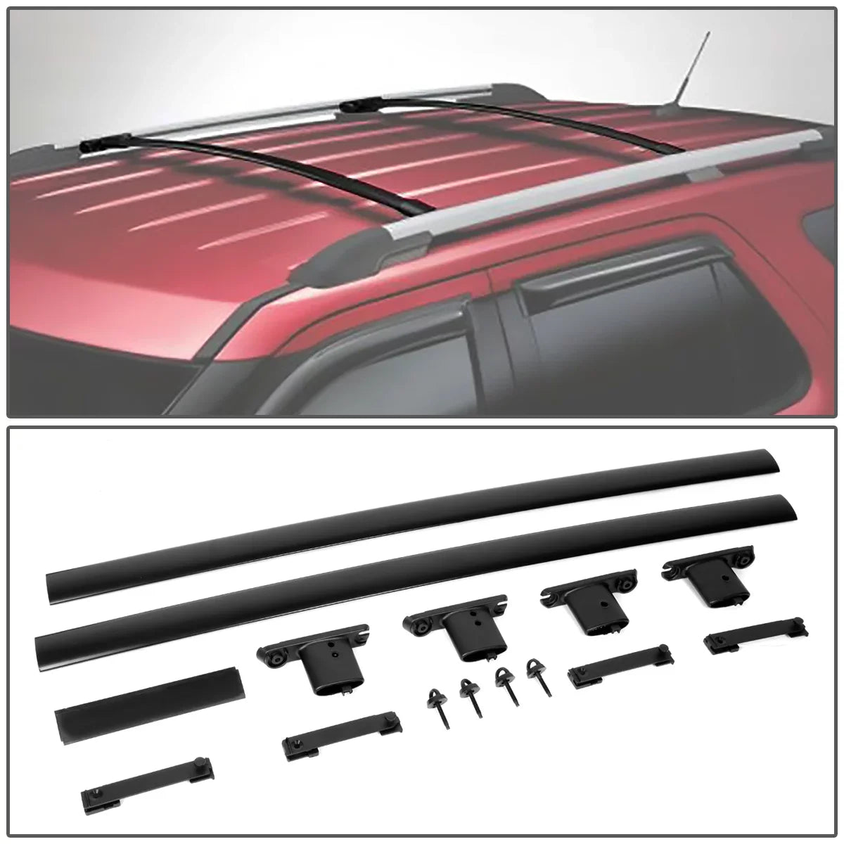 Top Coated) Style 2015 Pair Ford Roof RR-FEX11 Motoring (Black DNA to Explorer Crossbars Aluminum Rack For OE 2011