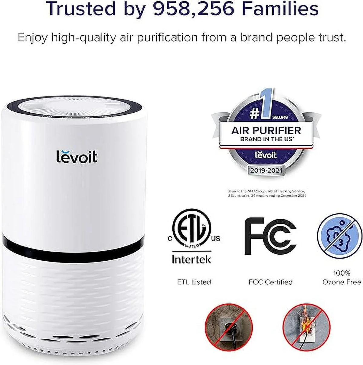 Open Purifier Pet Levoit White - Odors for Smoke Air Upgraded Box Filter LV-H132X-WM HEPA