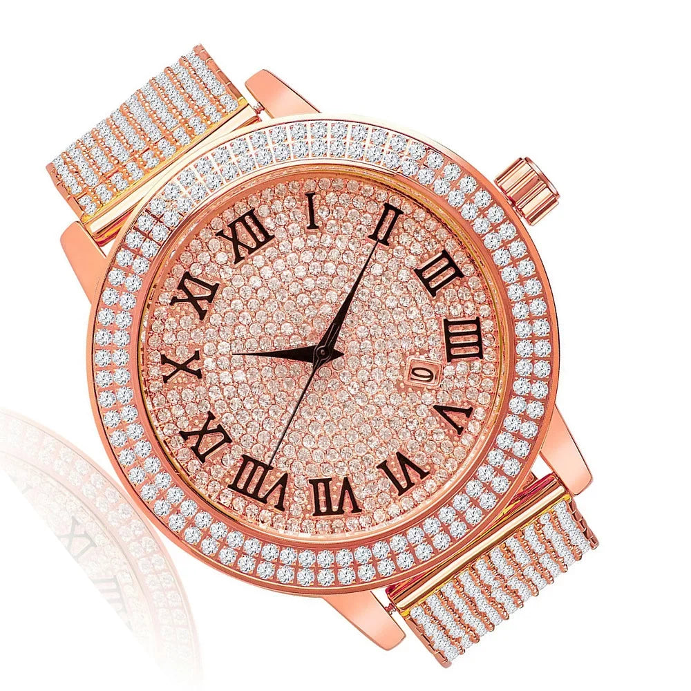Custom Jojino Rodeo Joe Roman Watch Gold Dial high quality Tone Band Jojo Rose W/Date Bezel Face Function Khronos