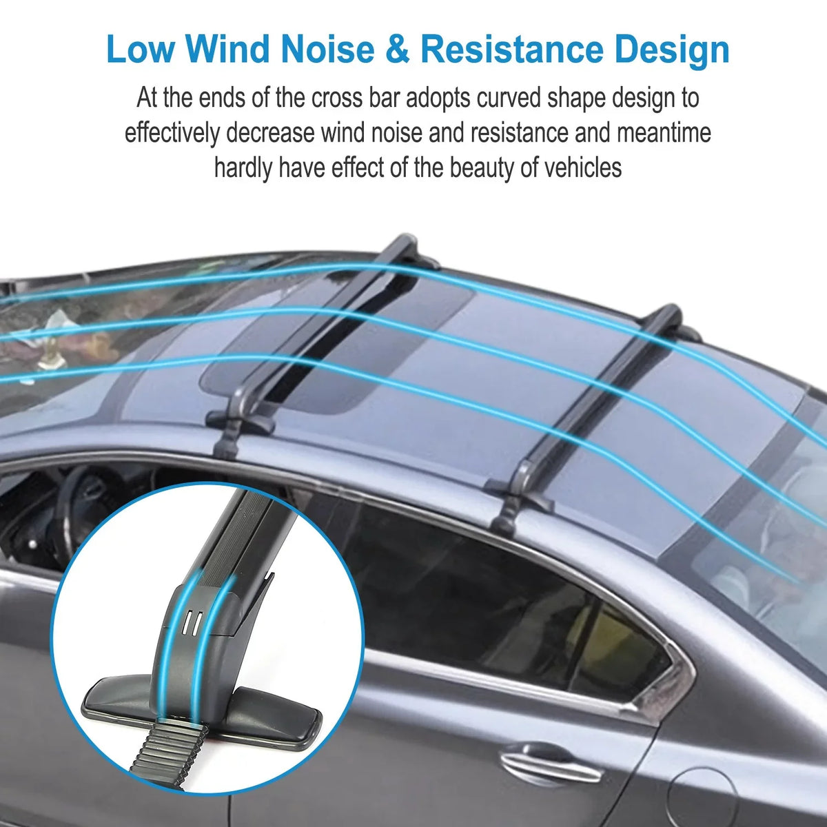 Adjustable Bike Roof Frame Crossbar Cross for Kayak Pieces new 43in Lock Rack Car Bar, Anti-Theft Cargo with Window Luggage-2 Hooks Universal