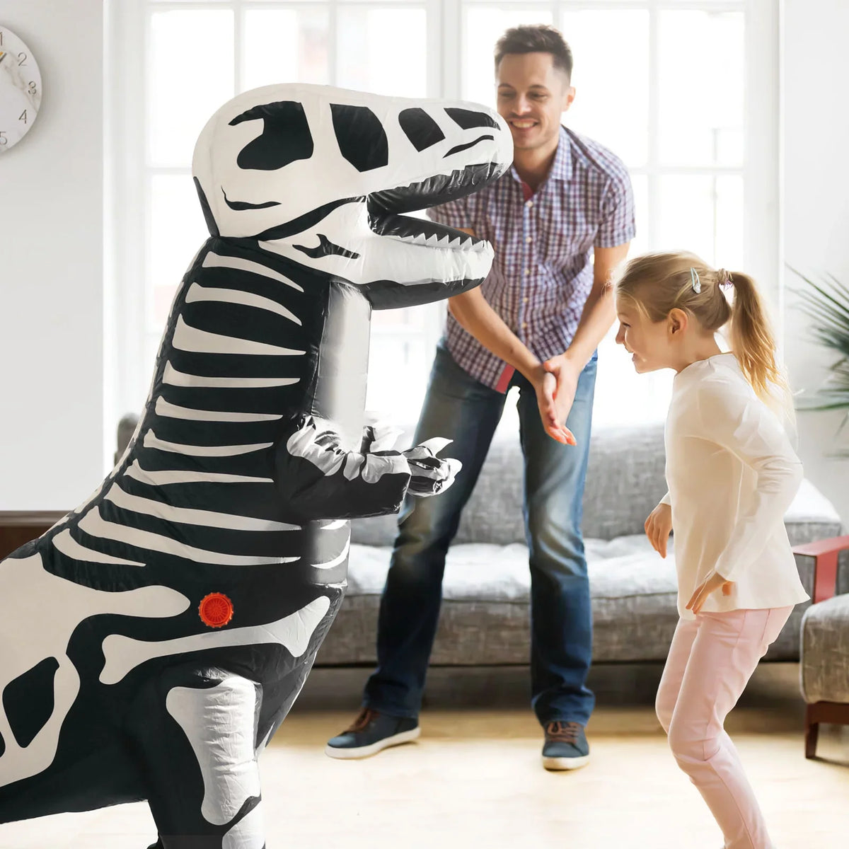 party Inflatable Full Body and Dinosaur Skeleton Halloween supplies,Dress-up Costume, Girls(Black) T-Rex Inflatable Child,Boys Costume,Halloween classic for