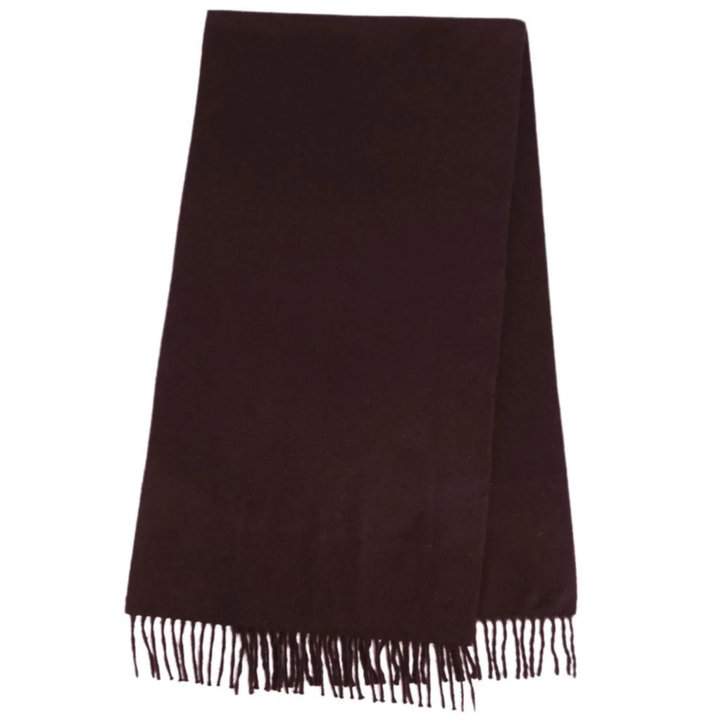 Pre-Owned cashmere (Good) dark men's women's high quality embroidery brown scarf HERMES 100%