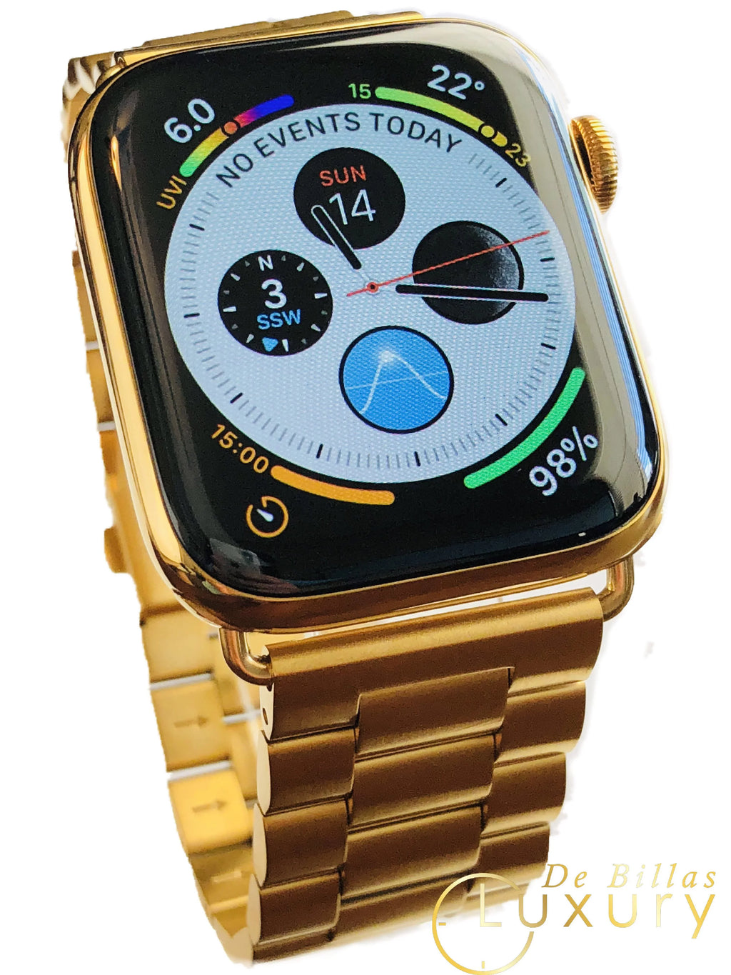 Custom 24K GPS+LTE high quality 44mm Gold SERIES iWatch (2019 Band Link Plated Gold 5 with Release)