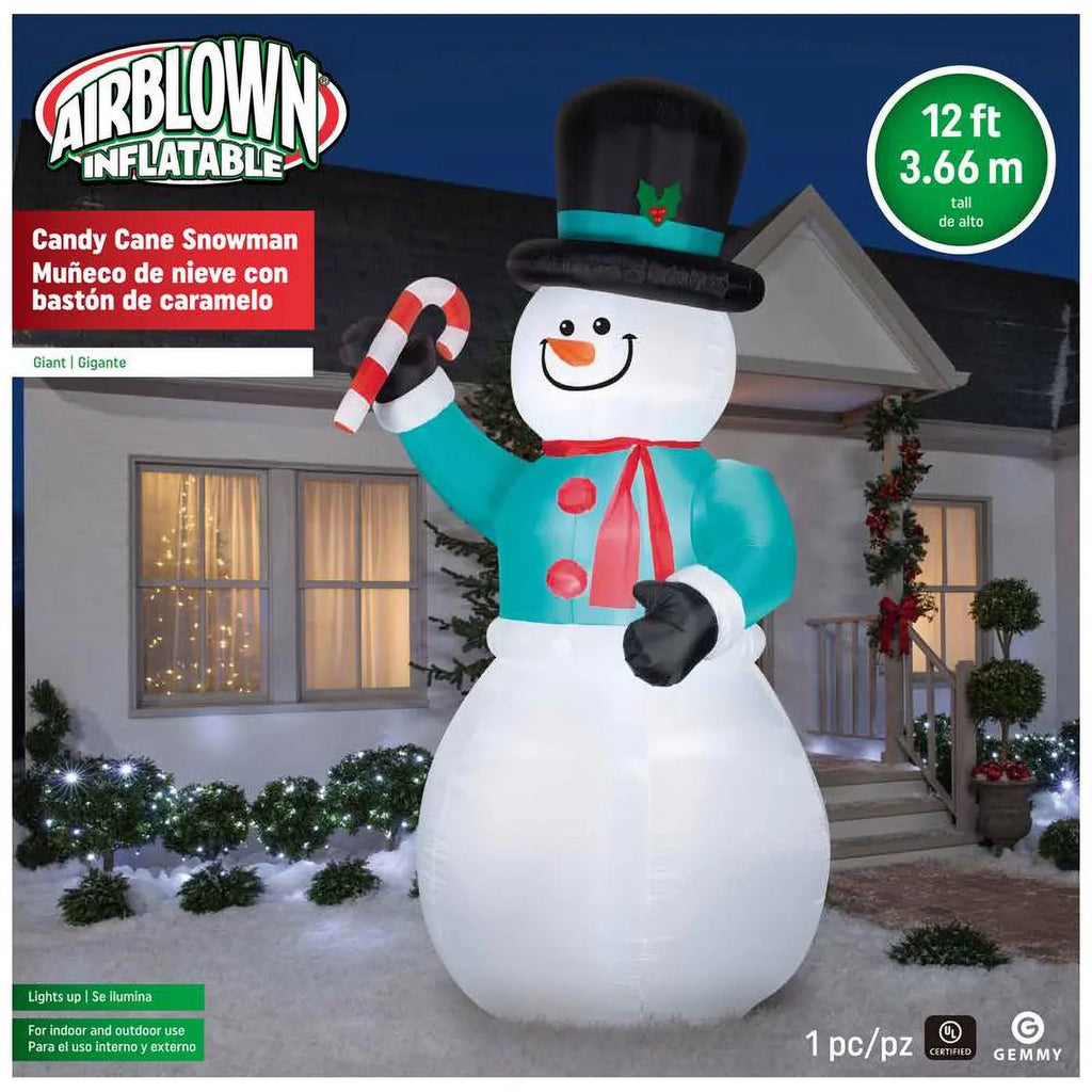 Candycane with Gemmy Inflatable Snowman ft. LED 12