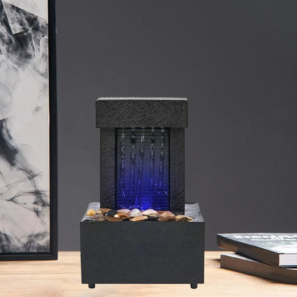 USB/AA Desktop Light Fountain Living LED Waterfall Water Room, Decoration Relaxation, Battery for Sound Indoor Water Office