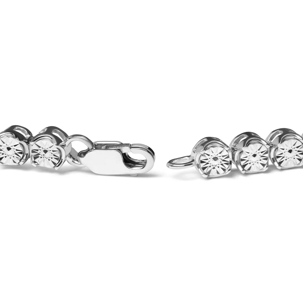 Diamond Link Round Bracelet 7.25" cut Box Cttw Set Silver and Womens Miracle Clasp Sterling (I-J Bead 1/10 .925 trendy Color, Tennis Clarity) of I2-I3 Brilliance Haus