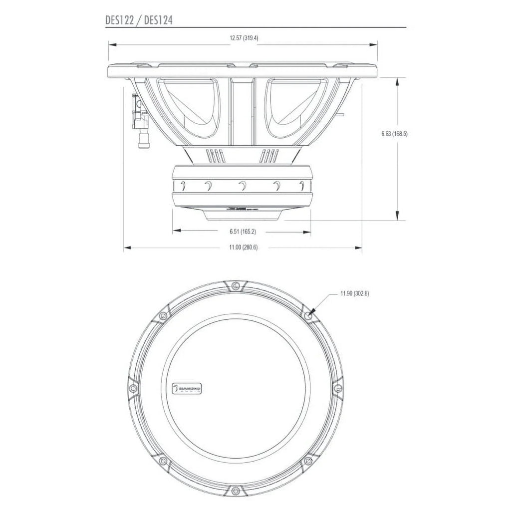 RMS Audio Diamond Subwoofer Series Peak DES124 500W (1000W Elite 4Ohm Voice Coil 12" Dual Handling) Power Diamond