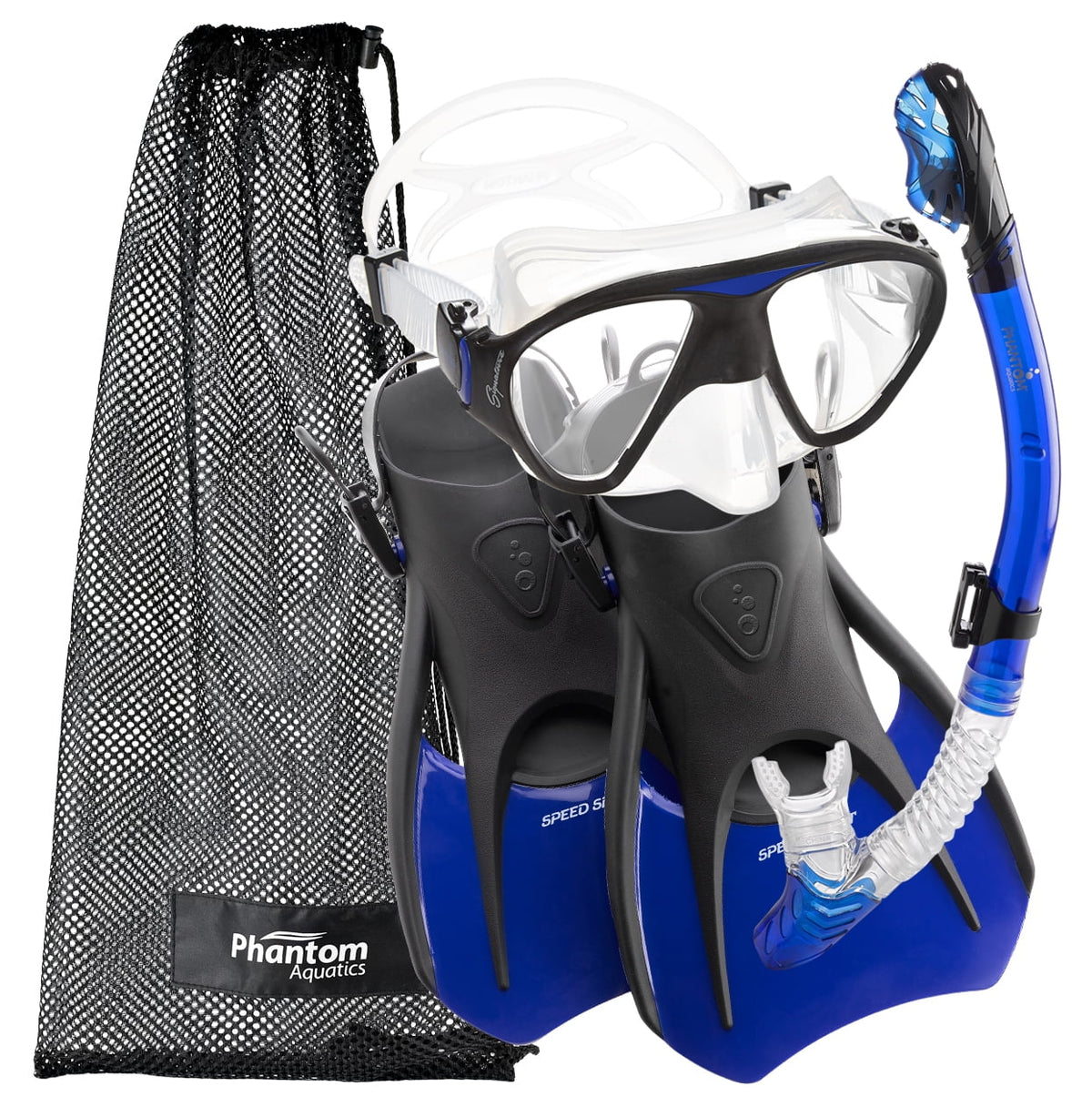 Speed Small/Medium/Size Snorkel Aqua Mask to Set Fin - Aquatics Sport Adult, Phantom 4.5 8.5
