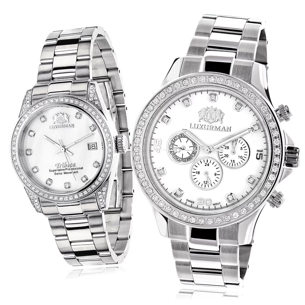 Watches: Watch Pltd His high quality White Set 3.5ct Gold Diamond and Hers