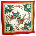 SALVATORE Silk Ferragamo (Good) Ladies Pre-Owned Muffler Red x | FERRAGAMO Scarf Stole Horse Pattern White