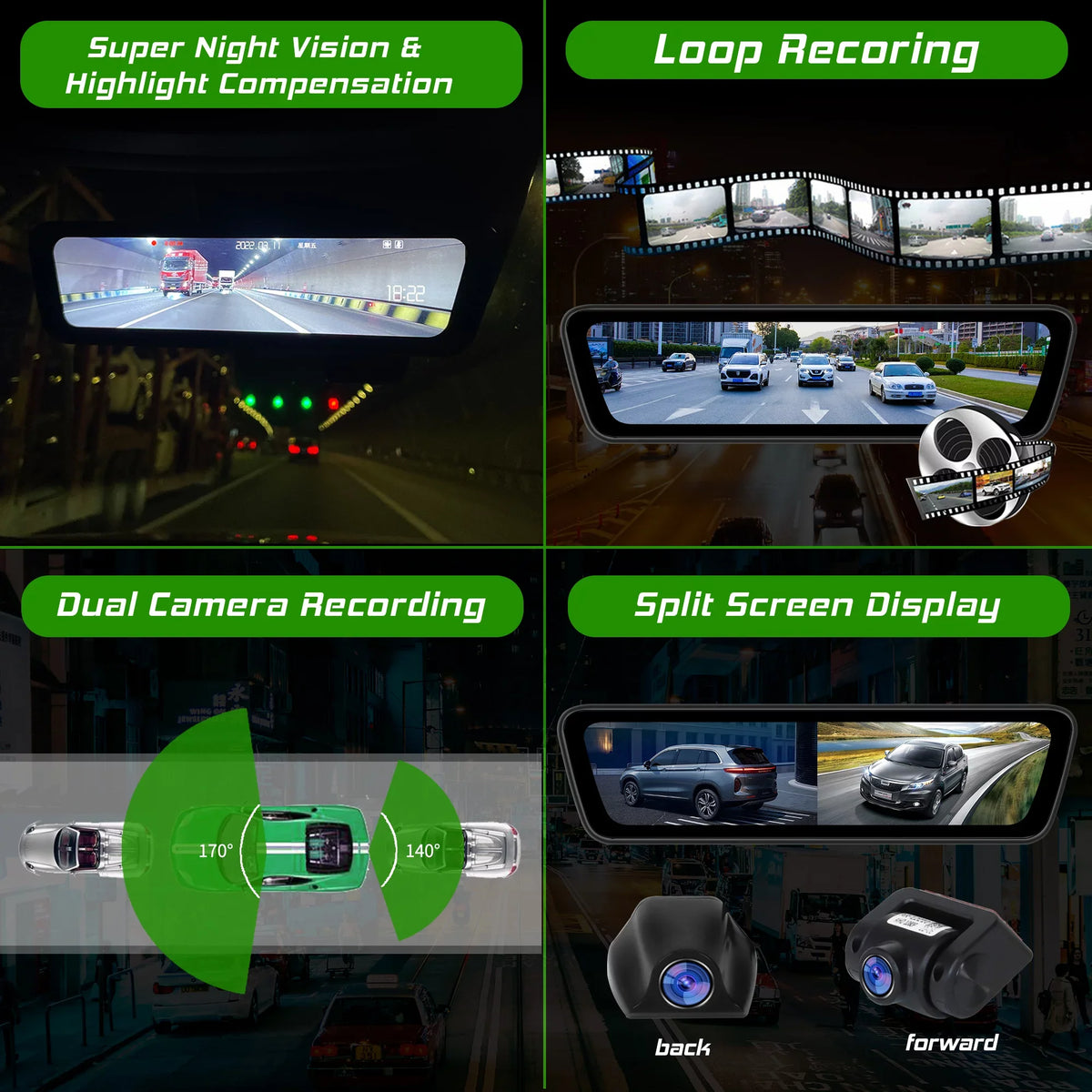 Streaming View Cameras Front inch 9.35 View Back Rear Rear Car Camera Dash HD Dual Smart 1080P Touchscreen Full Camera Mirror Truck