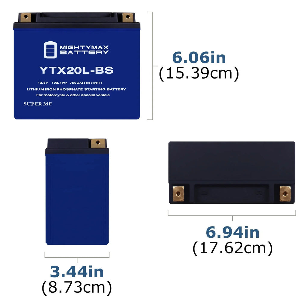 new YTX20L-BS - Lithium JT900 with Ski STS, 05 97 Battery compatible STX Jet Kawasaki Replacement