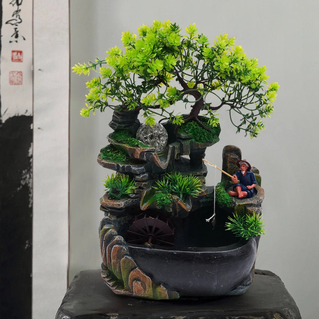 Indoor Shui with ZhdnBhnos Water Light Ornament Table Zen Fountains Rockery Decoration LED Feng Waterfall Desktop