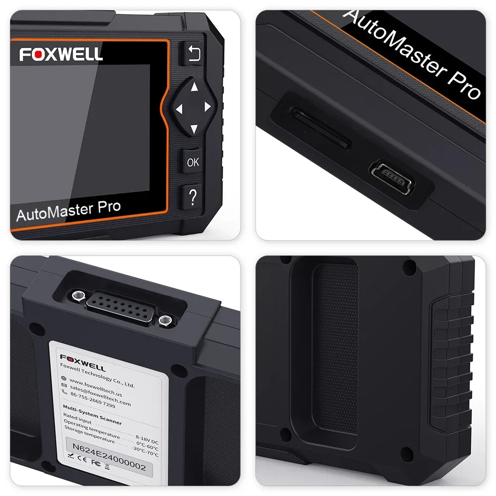 OBDII Scanner Coding AutoVIN ABS Reset EPB Foxwell Reset Car BMS NT624 Reader OBD2 8 Elite System Injector DPF SAS Tool Diagnostic All Bleeding Scan Calibration Automotive Scanner Code Oil Throttle