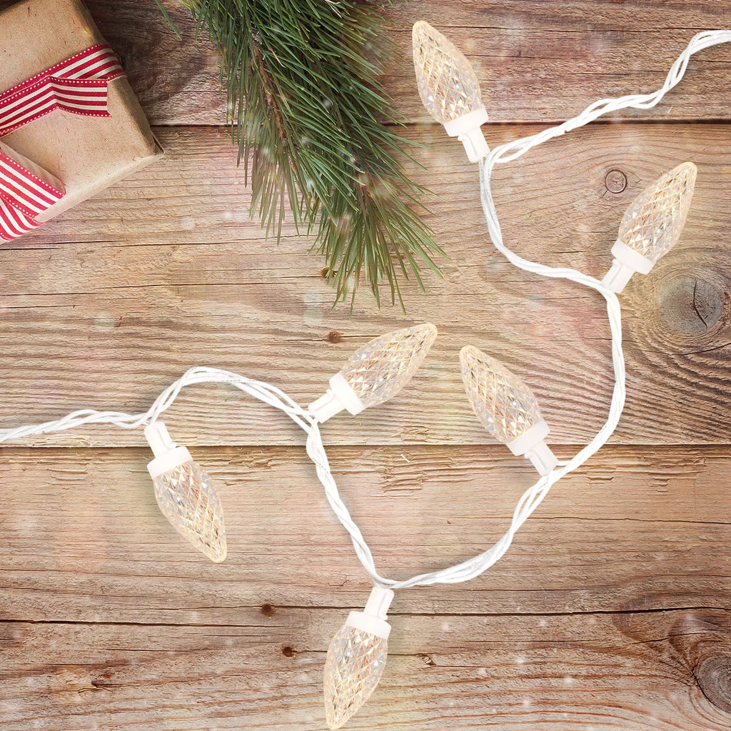 Faceted Lights C9 100 White LED White ft Warm - Count Northlight 41 Christmas Wire