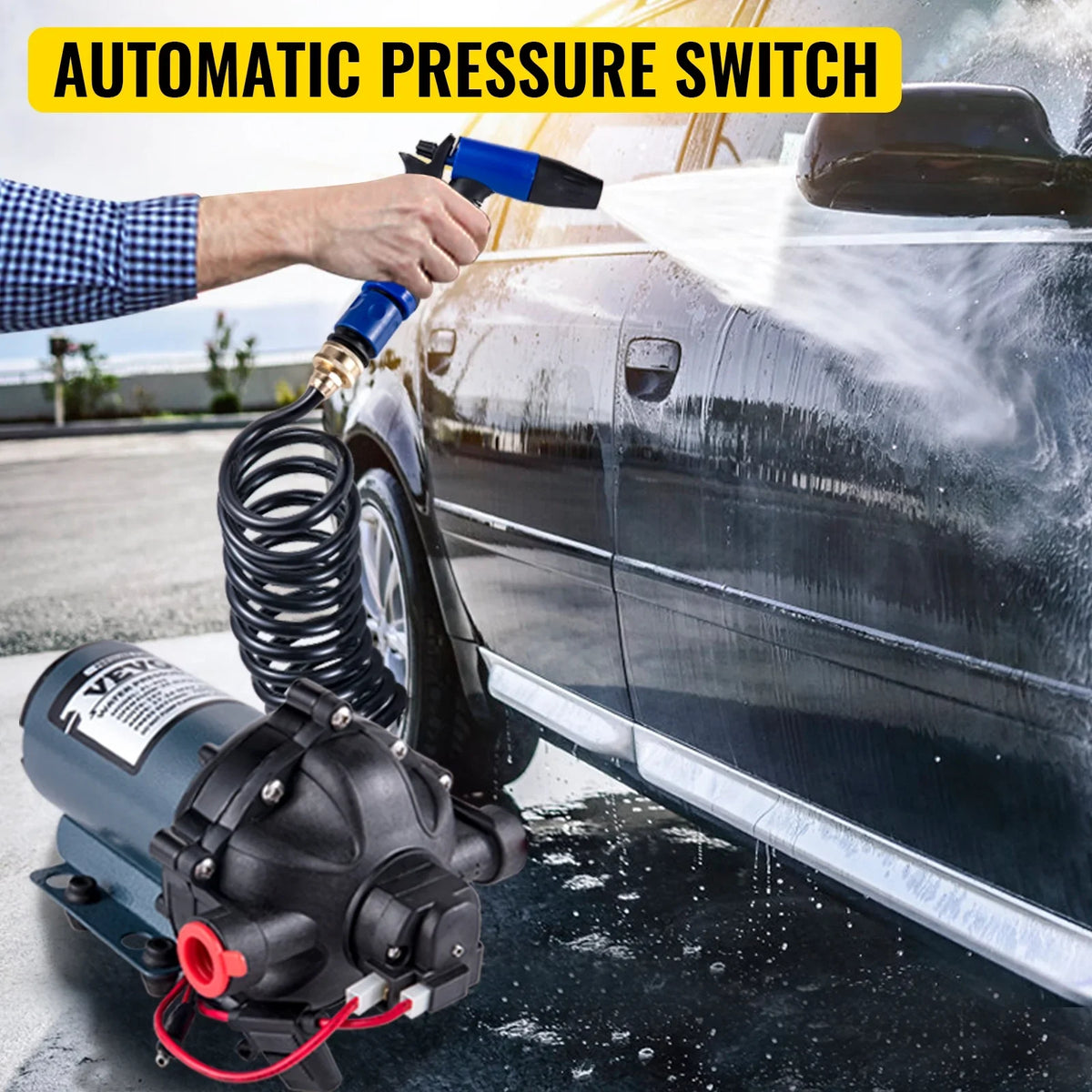 Water RV Marine 5.5 Gallons Pump Washdown BENTISM Water Coiled 25 Per PSI Pumps Automatic 12V 5.3 with Minute 70 for Pump Hose Yacht Boats Diaphragm Caravan Pump Foot Rv GPM
