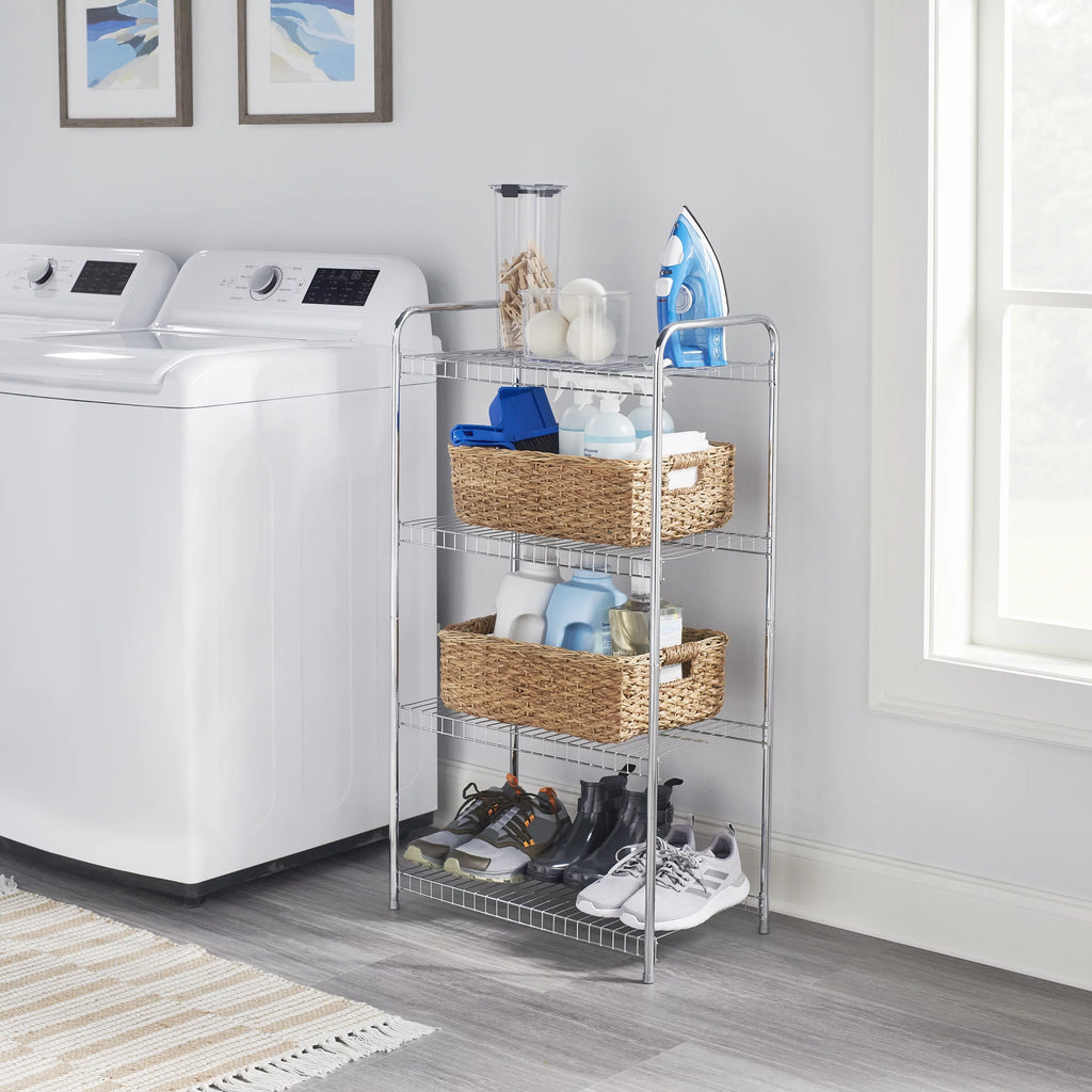 Nickel. special edition Multipurpose Satin 4-Tier Freestanding Rubbermaid Shelving Wire Unit,