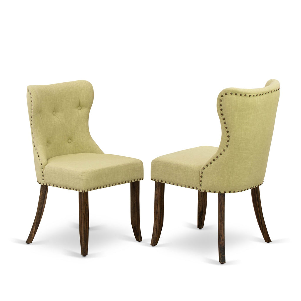 With Back & HomeStock - Cement Button Set-Limelight trendy Chairs 7-Pc Table Kitchen & Fabric Linen Living Top Hardwood French Country Legs Parson Tufted Room Seat