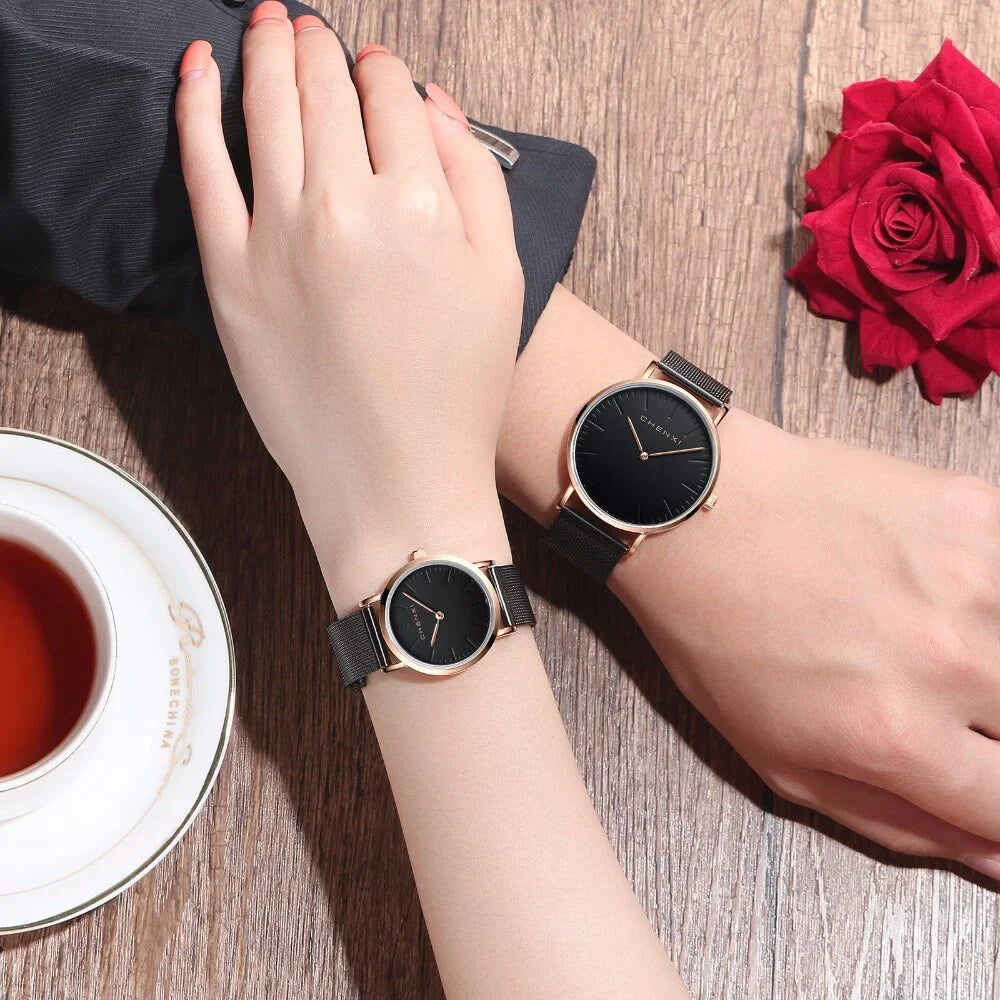 Fashion Elegant Waterproof Ultra Watches Rose Men Brand Quartz CHENXI Lover Ladies thin gold Luxury Dress Watch Woman Watch Top