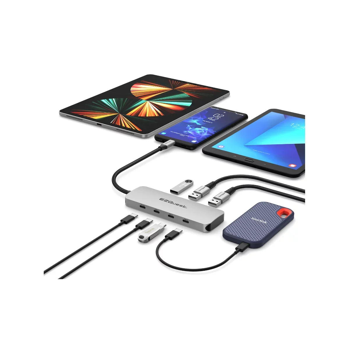 Ports USB-C Adapter EZQuest Gen Hub 7 2