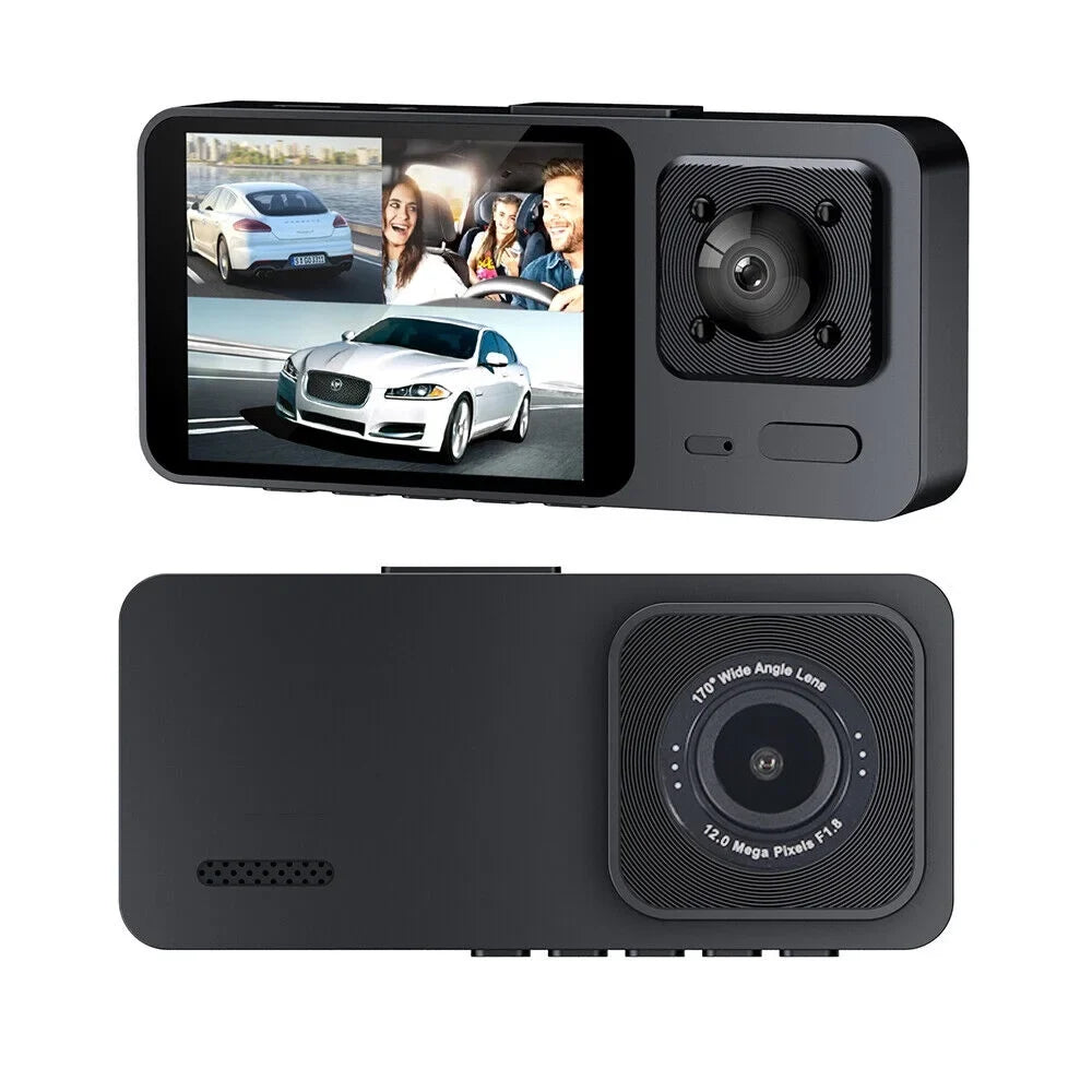 1080P high quality Video Recorder Front/Rear/Inside Lens 3 Cam HD Car Dual G-sensor Dash JLLOM Lens Camera